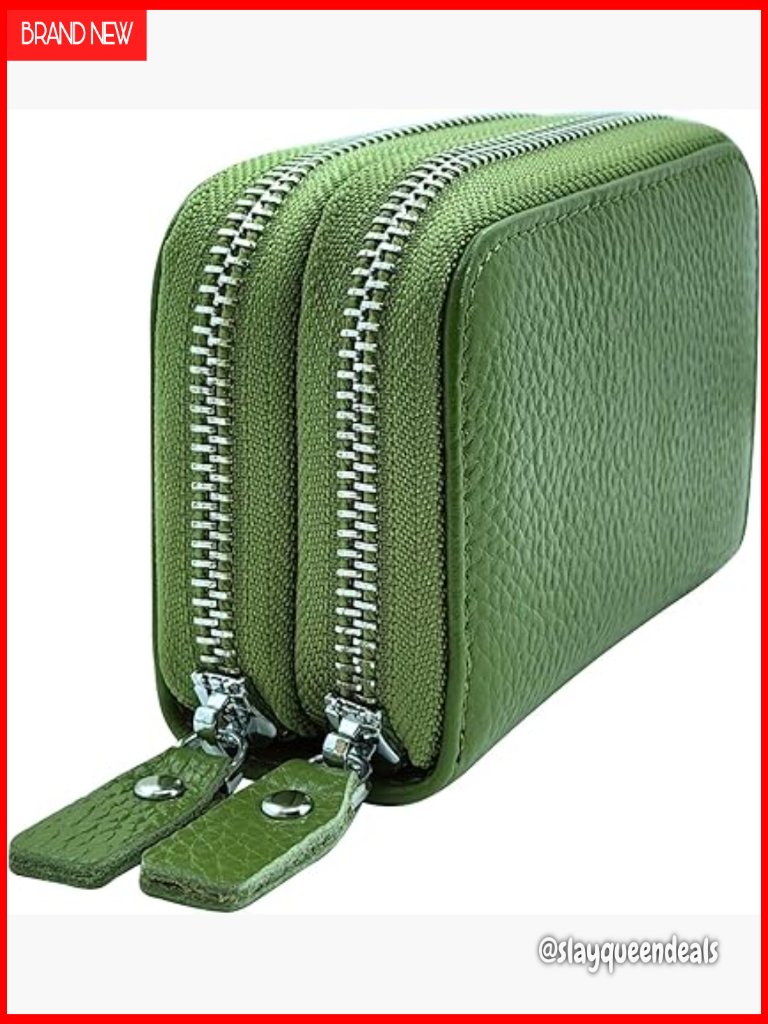 Leather Zip Wallet Rfid Blocking Multiple Compartments Accordion Style